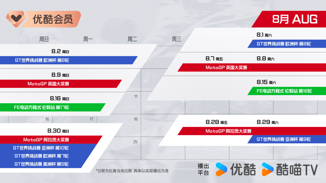 开云-正式进军赛车领域!MotoGP领衔三大头部赛事齐聚优酷体育